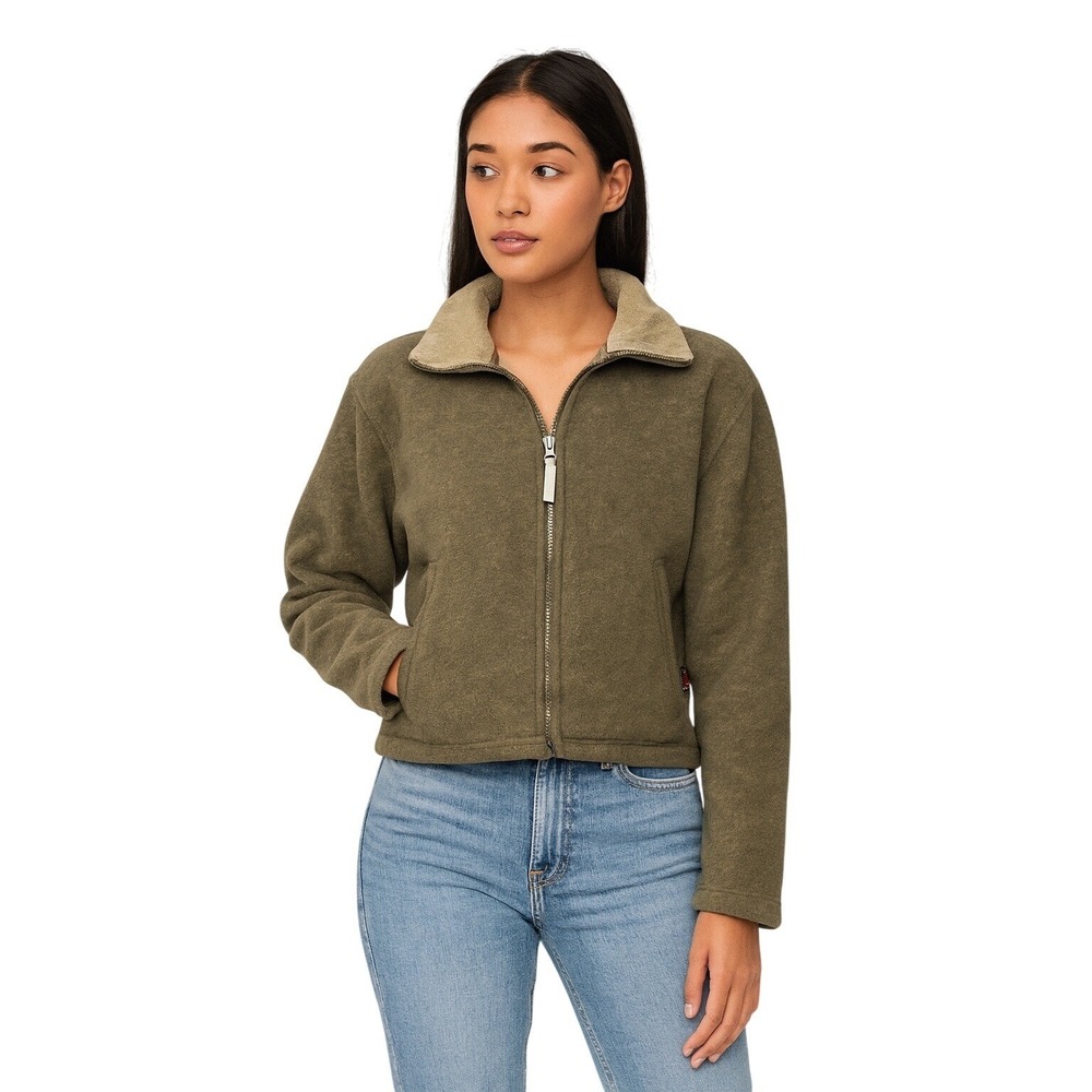 Woolrich Womens Fleece‎ Jacket Olive Green Zip Up Polartec Warm Size M